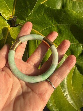 Vintage Jade Bangle 14k Gold Sz Small 39.55 grams